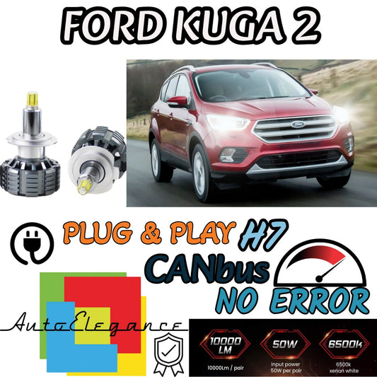 FULL LED H7 6000K CANBUS KIT FOR FORD KUGA 2 II RESTYLING LENTICULARS NO FAILURE 