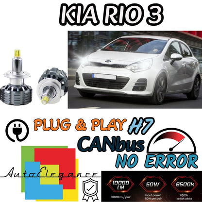 FULL LED KIT H7 6000K CANBUS LED FOR KIA RIO 3 III LENTICULARS NO FAILURE 