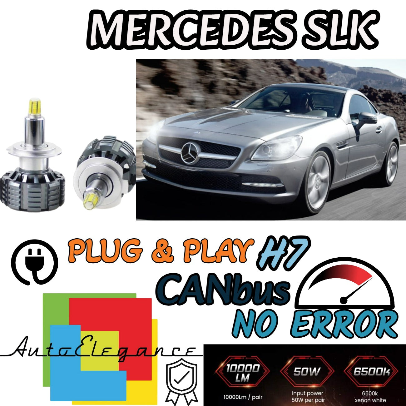 FULL LED KIT H7 6000K CANBUS LED FOR MERCEDES SLK R171 LENTICULARS NO FAILURE 