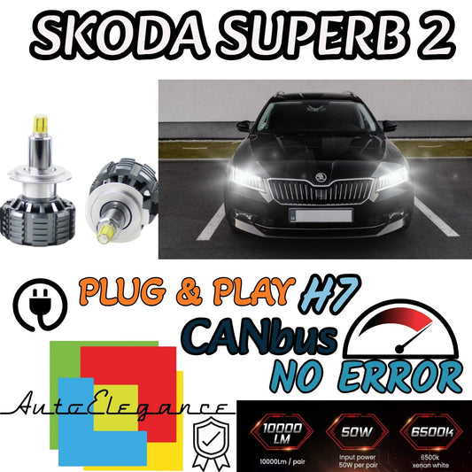 FULL LED KIT H7 6000K CANBUS LED FOR SKODA SUPERB 2 II LENTICULARS NO FAILURE