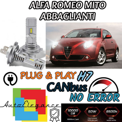 KIT LED H7 ALFA ROMEO MITO 6000K BIANCO 6000 LUMEN CANBUS ABBAGLIANTI