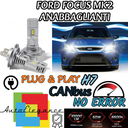 KIT LED H7 PER FORD FOCUS MK2 II 6000K BIANCO 6000 LUMEN CANBUS ANABBAGLIANTI