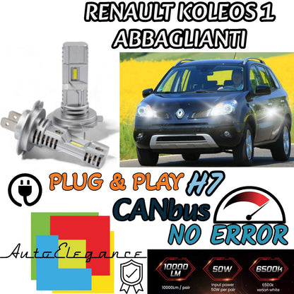 KIT LED H7 PER RENAULT KOLEOS MK1 6000K BIANCO 6000 LUMEN CANBUS ABBAGLIANTI