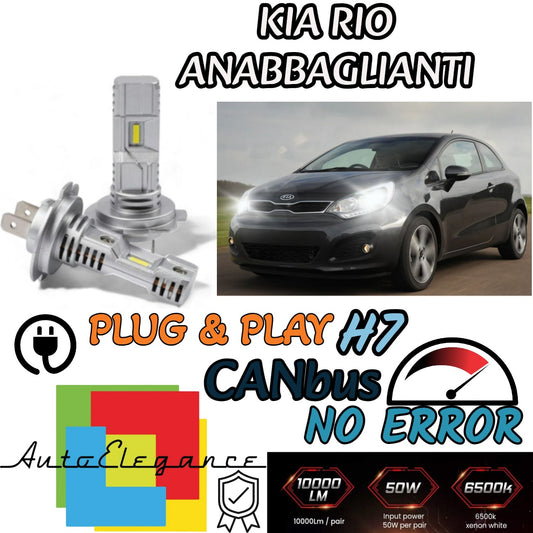 KIT LED H7 PER KIA RIO MK3 6000K BIANCO 6000 LUMEN CANBUS ANABBAGLIANTI NO ERROR