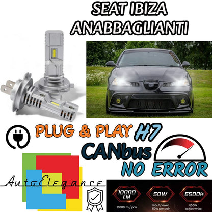 KIT LED H7 PER SEAT IBIZA 6J 6000K BIANCO 6000 LUMEN CANBUS ANABBAGLIANTI