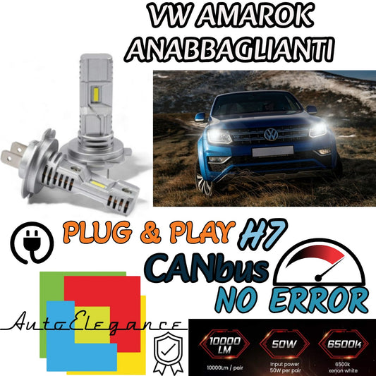 KIT LED H7 PER VOLKSWAGEN VW AMAROK 6000K BIANCO 6000 LUMEN CANBUS ANABBAGLIANTI