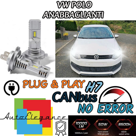 KIT LED H7 PER VW POLO 9N PRE-RESTYLING 6000K 6000 LUMEN CANBUS ANABBAGLIANTI