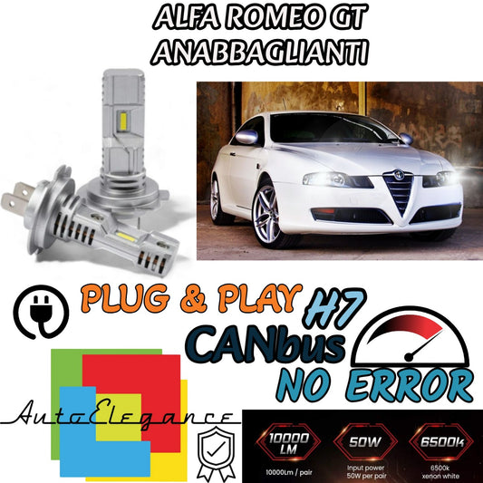 KIT LED H7 ALFA ROMEO GT 6000K BIANCO 6000 LUMEN CANBUS ANABBAGLIANTI