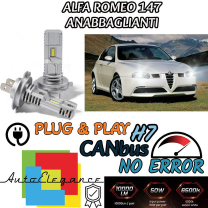 KIT LED H7 ALFA ROMEO 147 RESTYLING 6000K BIANCO 6000 LUMEN CANBUS ANABBAGLIANTI