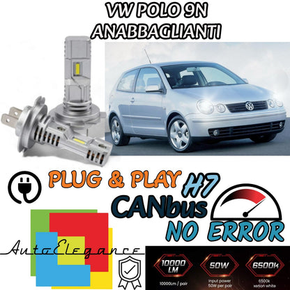 KIT LED H7 PER VW POLO 9N PRE-RESTYLING 6000K 6000 LUMEN CANBUS ANABBAGLIANTI