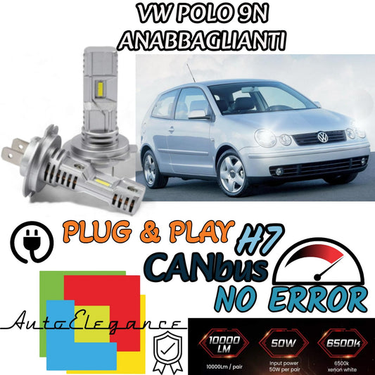 KIT LED H7 PER VW POLO 9N PRE-RESTYLING 6000K 6000 LUMEN CANBUS ANABBAGLIANTI