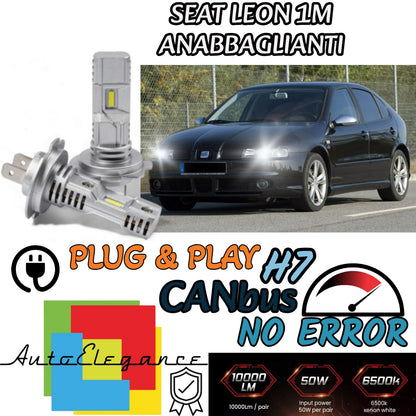KIT LED H7 PER SEAT LEON 1M 6000K BIANCO 6000 LUMEN CANBUS ANABBAGLIANTI