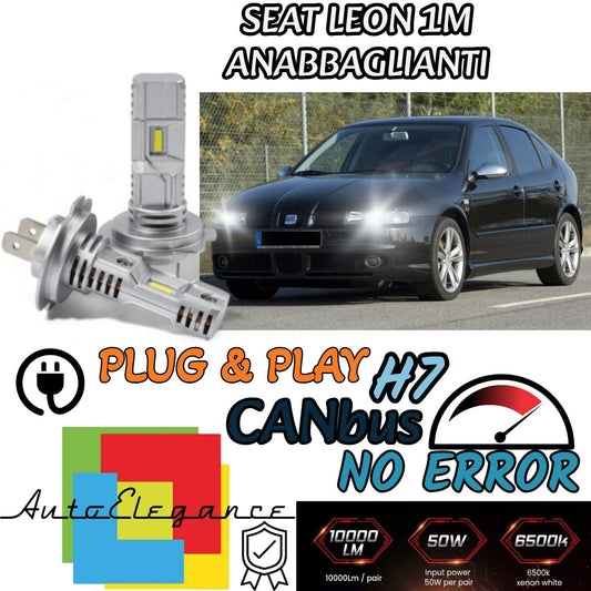 KIT LED H7 PER SEAT LEON 1M 6000K BIANCO 6000 LUMEN CANBUS ANABBAGLIANTI