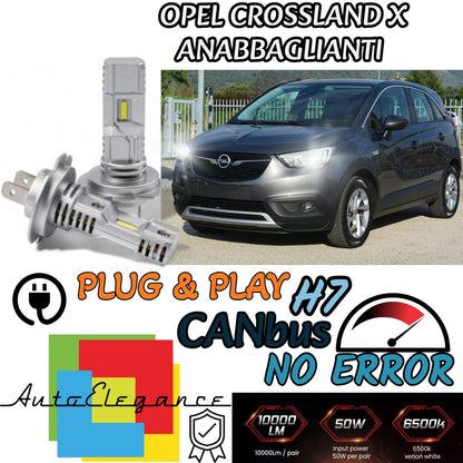 KIT LED H7 OPEL CROSSLAND X 6000K BIANCO 6000 LUMEN CANBUS ANABBAGLIANTI