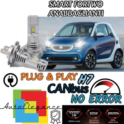 KIT LED H7 PER SMART FORTWO 450 6000K BIANCO 6000 LUMEN CANBUS ANABBAGLIANTI
