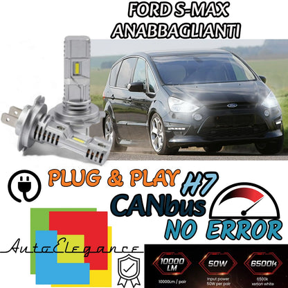 KIT LED H7 PER FORD S-MAX MK1 6000K 6000 LUMEN CANBUS ANABBAGLIANTI