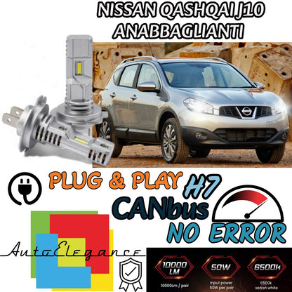 KIT LED H7 NISSAN QASHQAI J10 6000K BIANCO 6000 LUMEN CANBUS ANABBAGLIANTI