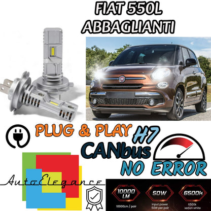 KIT LED H7 FIAT 500L 500 L 6000K BIANCO 6000 LUMEN CANBUS ABBAGLIANTI