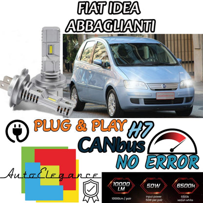 KIT LED H7 FIAT IDEA 6000K BIANCO 6000 LUMEN CANBUS ANABBAGLIANTI