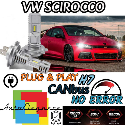 KIT LED H7 VW SCIROCCO CANBUS 9800 LUMEN 6000K BIANCO PLUG AND PLAY ALL IN ONE