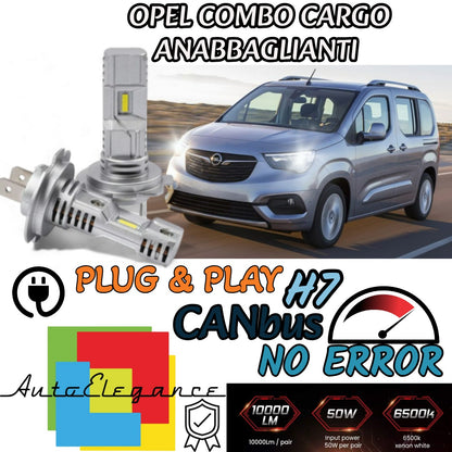 KIT LED H7 OPEL COMBO CARGO 6000K BIANCO 6000 LUMEN CANBUS ANABBAGLIANTI
