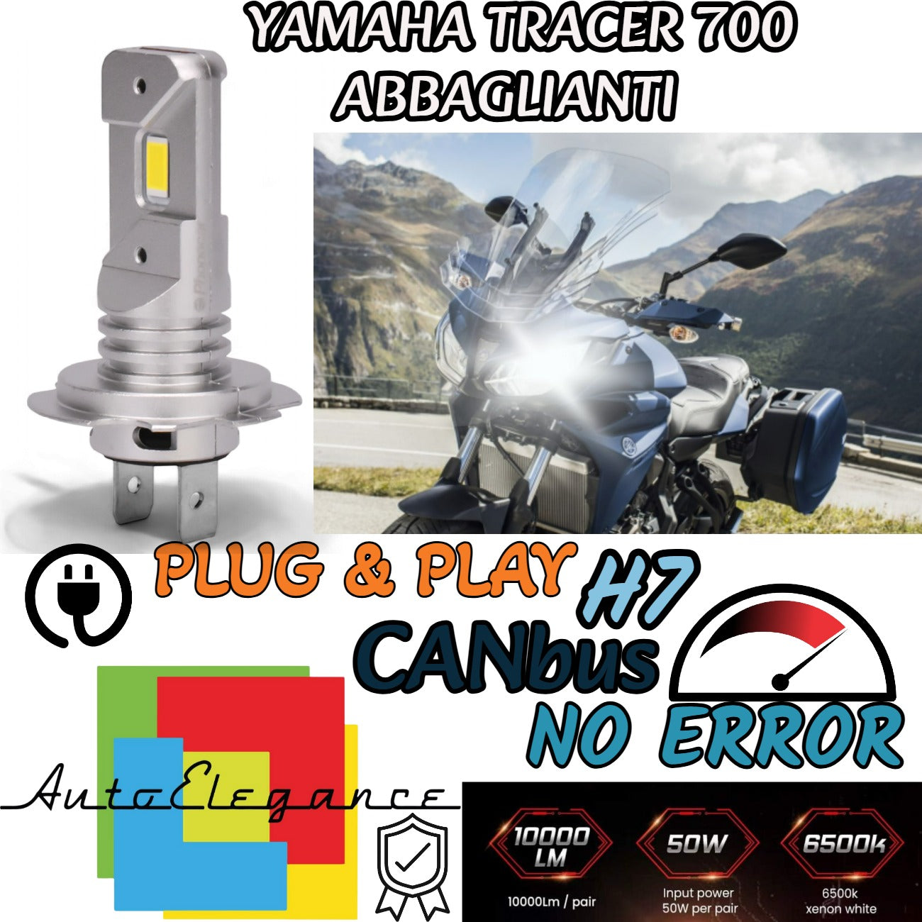 LAMPADA LED H7 CANBUS PER ABBAGLIANTE PER YAMAHA TRACER 700 2016-2020 6000K
