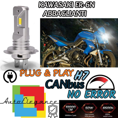 H7 6000K CANBUS 3000 LM LED LAMP FOR HIGH BEAM KAWASAKI ER-6N (2006-2009) 