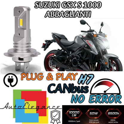 LAMPADA LED H7 6000K CANBUS PER ABBAGLIANTI SUZUKI GSX S 1000 (2017-2020) F ABS