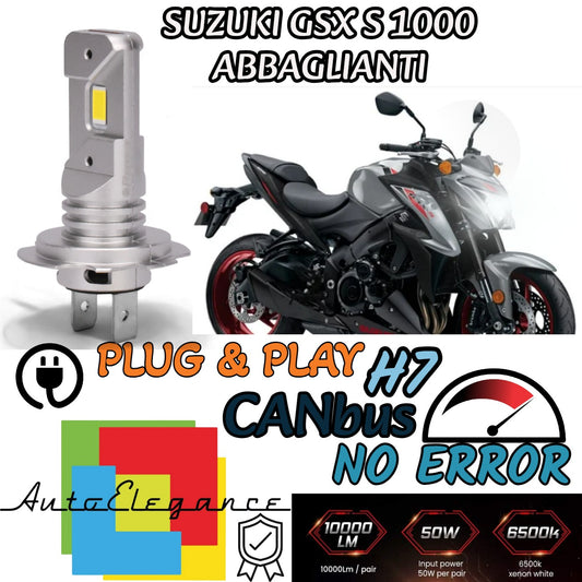 LAMPADA LED H7 6000K CANBUS PER ABBAGLIANTI SUZUKI GSX S 1000 (2017-2020) F ABS