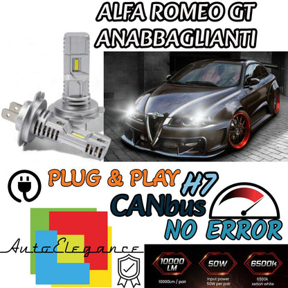 KIT LED H7 ALFA ROMEO GT 6000K BIANCO 6000 LUMEN CANBUS ANABBAGLIANTI