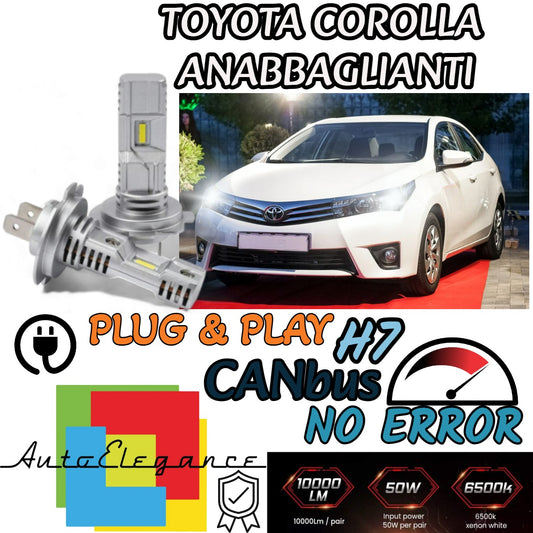 KIT LED H7 PER TOYOTA COROLLA E120 6000K BIANCO 6000 LUMEN CANBUS ANABBAGLIANTI