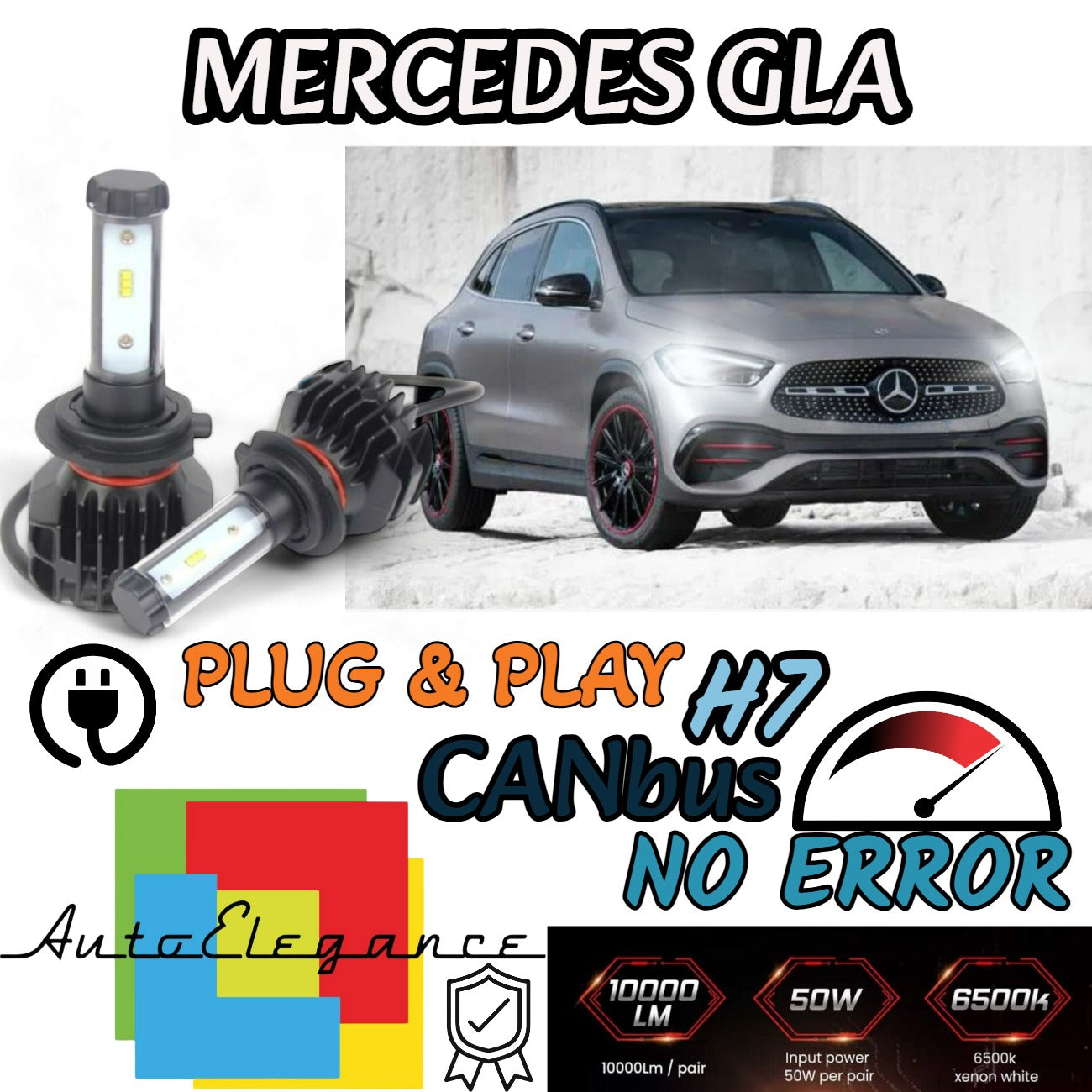 LED KIT H7 6000K CANBUS XENON 9800 LM LUMEN MERCEDES GLA X156 NO ERROR 