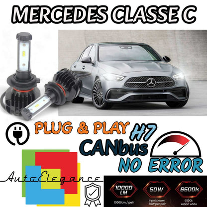 KIT LED H7 6000K CANBUS XENON 9800 LM LUMEN MERCEDES CLASSE C W205 NO ERROR