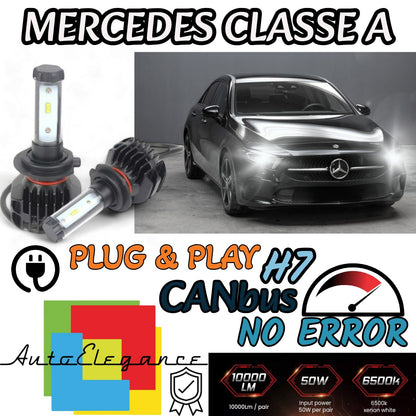 KIT LED H7 CANBUS 9800 LUMEN MERCEDES CLASSE A W176 NO ERROR 6000K BIANCO