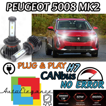 KIT LED H7 6000K CANBUS XENON 9800 LM LUMEN PEUGEOT 5008 MK2 II NO AVARIA LUCI