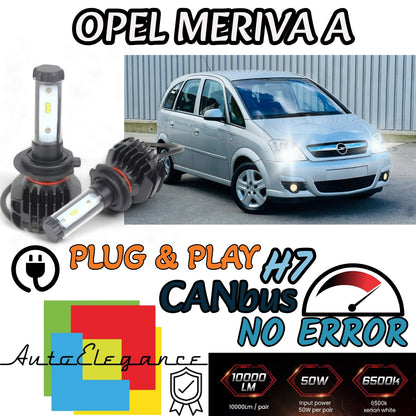 KIT LED H7 6000K CANBUS XENON 9800 LM LUMEN OPEL MERIVA A 100% NO AVARIA LUCI