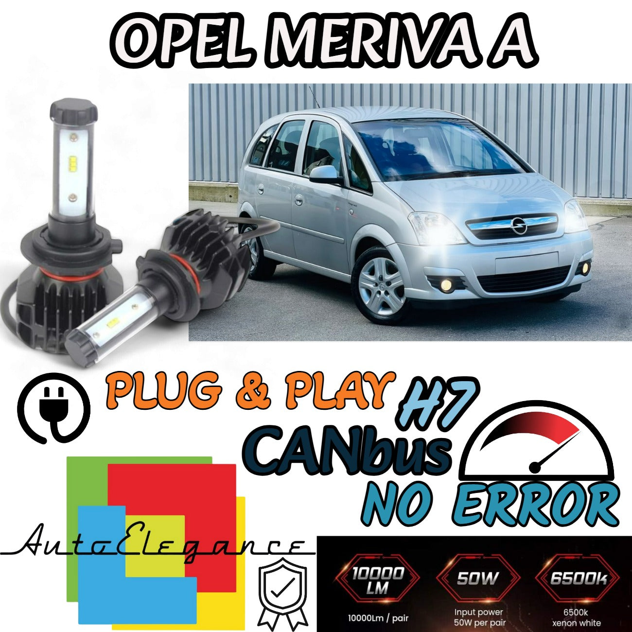 KIT LED H7 6000K CANBUS XENON 9800 LM LUMEN OPEL MERIVA A 100% NO AVARIA LUCI