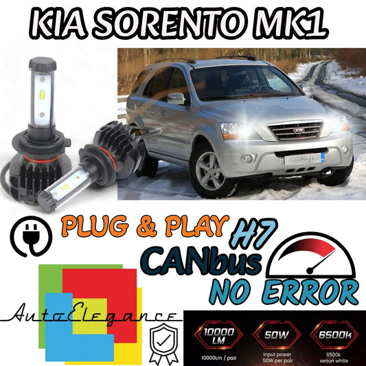 KIT LED H7 6000K CANBUS XENON 9800 LM LUMEN KIA SORENTO MK1 NO ERROR