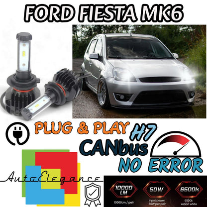 KIT LED H7 6000K CANBUS XENON 9800 LM LUMEN FORD FIESTA MK6