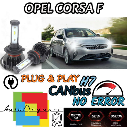 KIT LED H7 6000K CANBUS XENON 9800 LM LUMEN OPEL CORSA F NO AVARIA LUCI