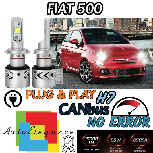 KIT LED H7 FIAT 500 RESTYLING 6500K CANBUS 12000LM LUMEN MONO LED LENTICOLARE