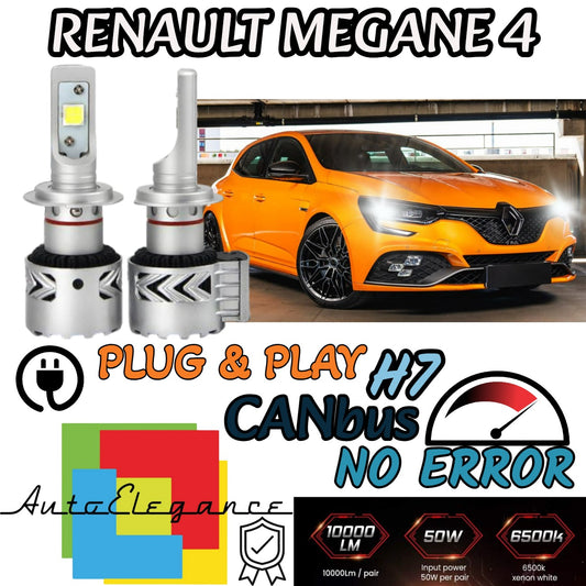KIT LED H7 RENAULT MEGANE 4 6500K CANBUS 12000 LUMEN KIT MONO LED LENTICOLARE
