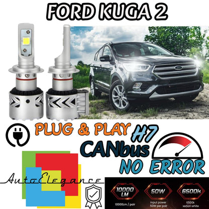 KIT LED H7 FORD KUGA 2 FACELIFT 6500K CANBUS 12000LM LUMEN MONO LED LENTICOLARE