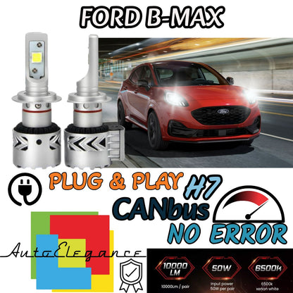 KIT LED H7 FORD B-MAX BMAX B MAX 6500K CANBUS 12000LM LUMEN MONO LED LENTICOLARE