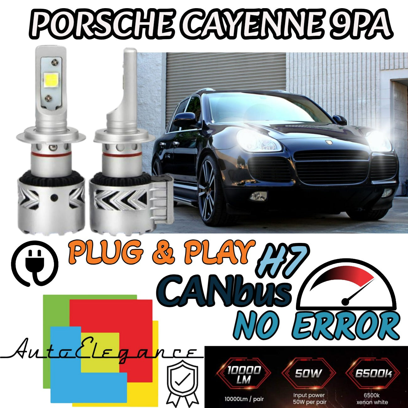 KIT LED H7 PER PORSCHE CAYENNE 9PA RESTYLING 6500K CANBUS 12000 LUMEN MONO LED