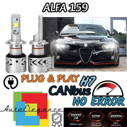 KIT LED H7 ALFA 159 6500K CANBUS 12000LM LUMEN MONO LED LENTICOLARE