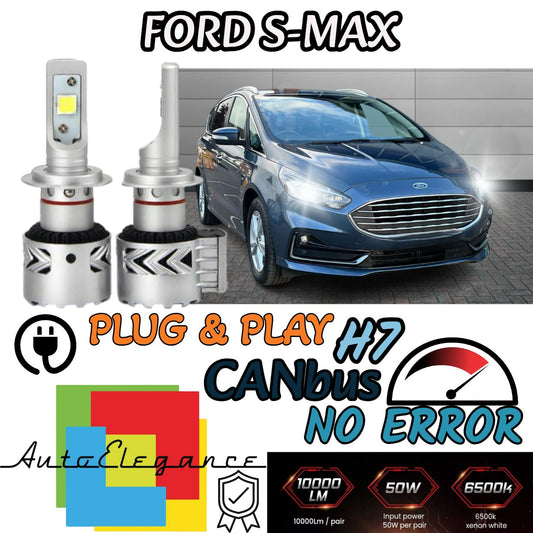 KIT LED H7 FORD S-MAX 6500K CANBUS 12000LM LUMEN MONO LED LENTICOLARE