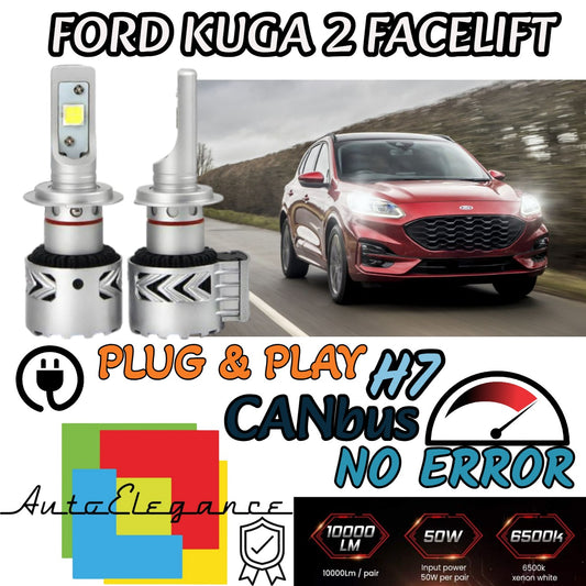 KIT LED H7 FORD KUGA 2 FACELIFT 6500K CANBUS 12000LM LUMEN MONO LED LENTICOLARE