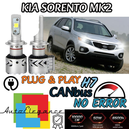 KIT LED H7 KIA SORENTO MK2 II 6500K CANBUS 12000LM LUMEN MONO LED LENTICOLARE
