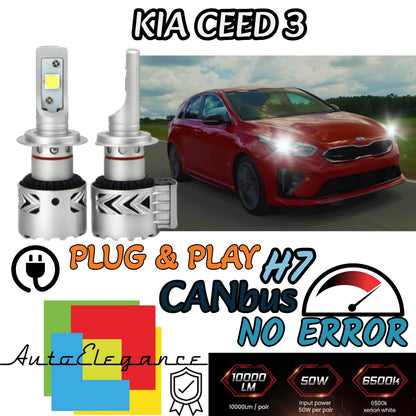 KIT LED H7 KIA CEED 3 6500K CANBUS 12000 LUMEN MONO LED MONOLED LENTICOLARE